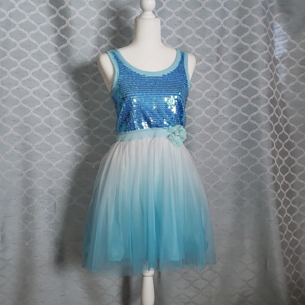 Justice girl's formal aqua dress, size 18